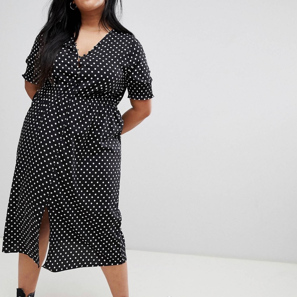 Influence Plus Shirred Sleeve Polka Dot Midi Dress size 20